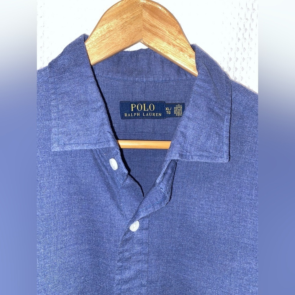 2/60$ Polo Ralph Lauren long sleeves buttoned shirt size XL - Blue - Picture 2 of 7